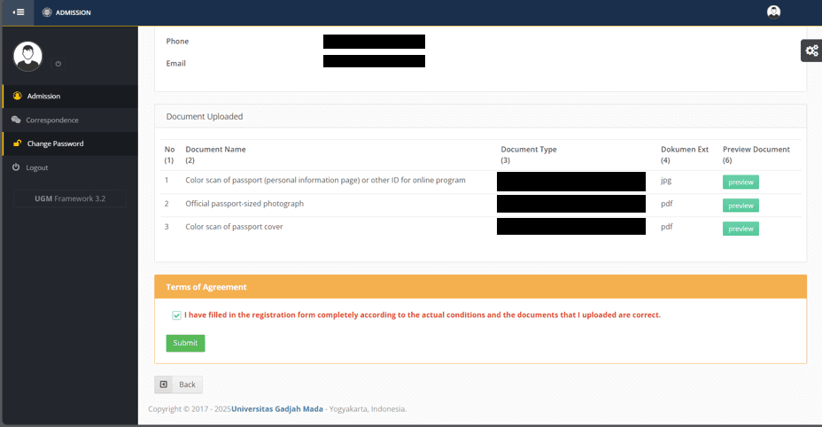 Form completion screenshot